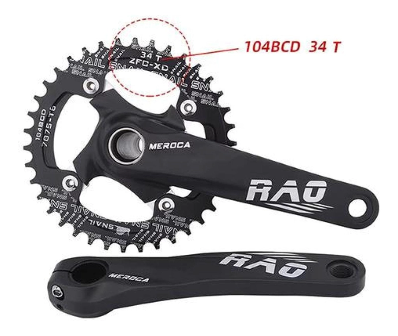 JUEGO VOLANTE PLATO BIELAS 170MM MOTOR BICICLETA MTB - 2