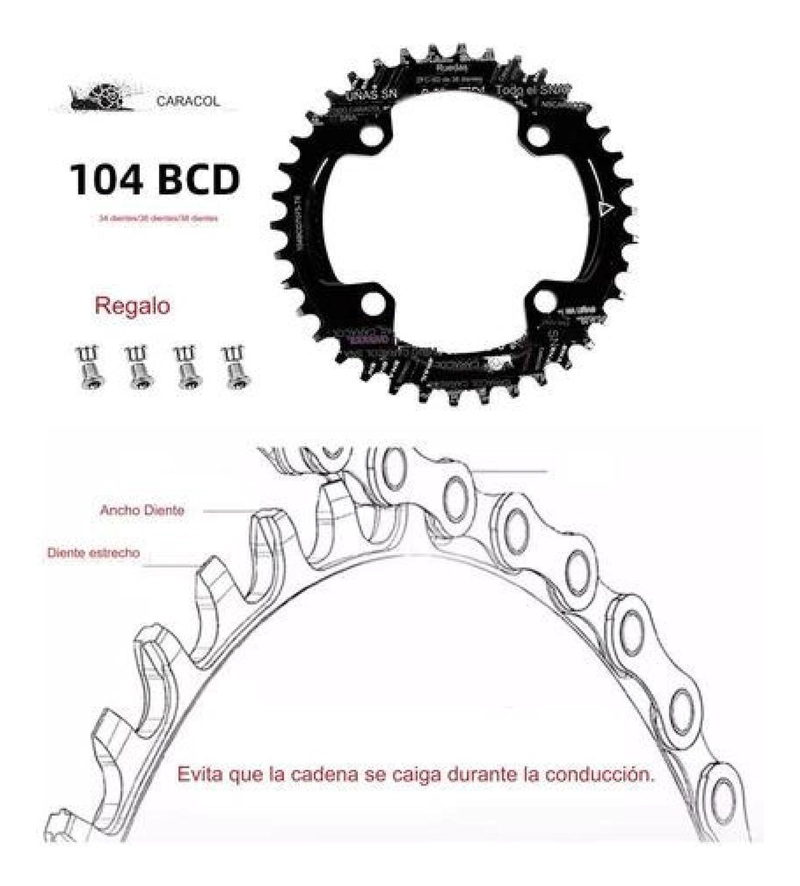 JUEGO VOLANTE PLATO BIELAS 170MM MOTOR BICICLETA MTB - 4