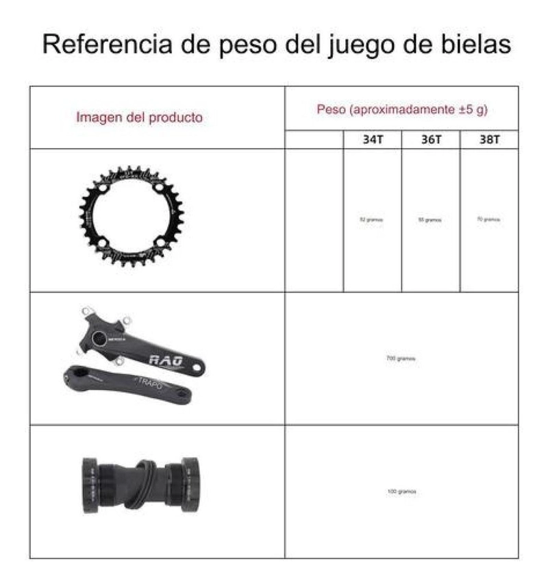 JUEGO VOLANTE PLATO BIELAS 170MM MOTOR BICICLETA MTB - 6