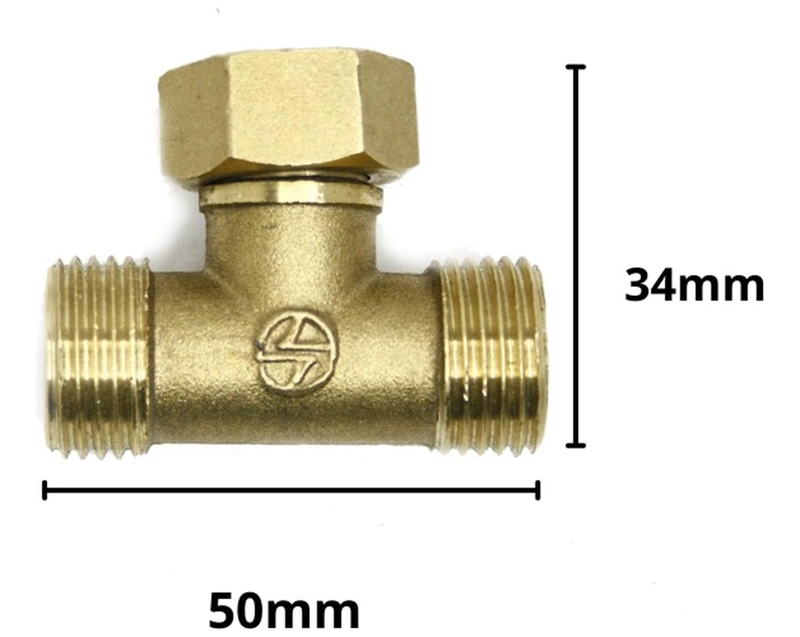 CONECTOR TIPO T MACHO HEMBRA ROSCA 1/2 HE HI HE DERIVACIÓN METAL - 5