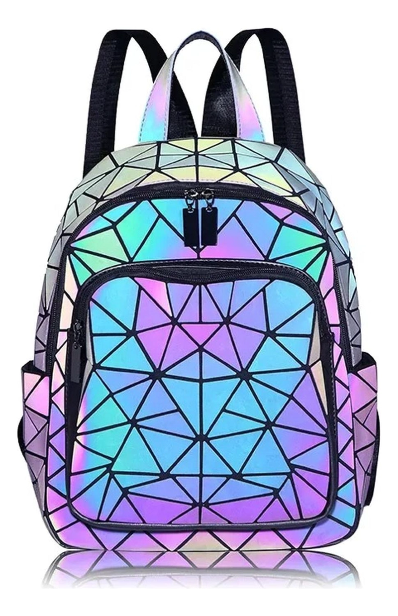 MOCHILA GEOMÉTRICA HOLOGRÁFICA REFLECTANTE 15L MUJER ESTILO - 1