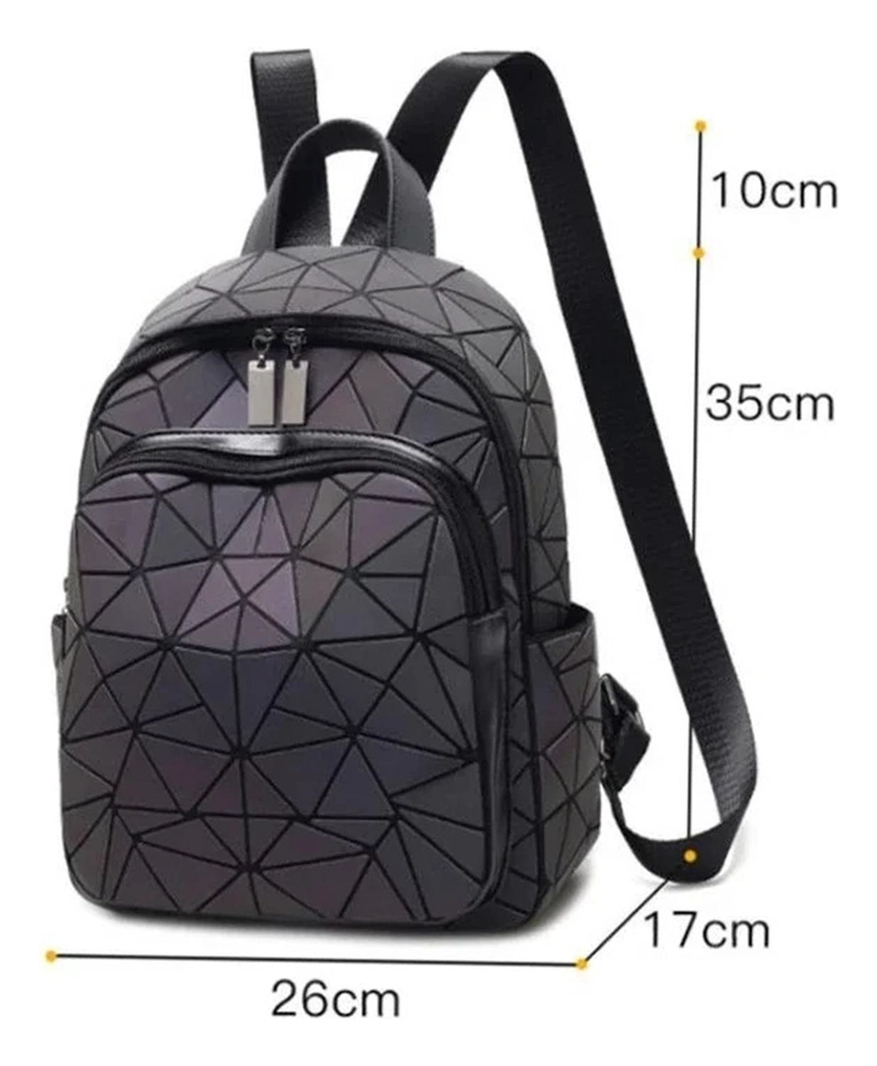 MOCHILA GEOMÉTRICA HOLOGRÁFICA REFLECTANTE 15L MUJER ESTILO - 2