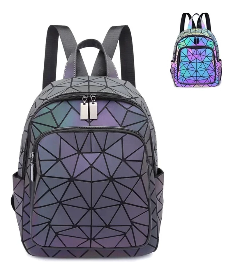 MOCHILA GEOMÉTRICA HOLOGRÁFICA REFLECTANTE 15L MUJER ESTILO - 3