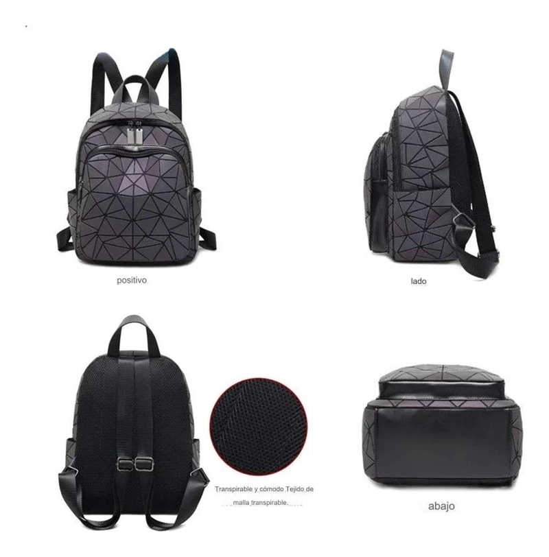 MOCHILA GEOMÉTRICA HOLOGRÁFICA REFLECTANTE 15L MUJER ESTILO - 5
