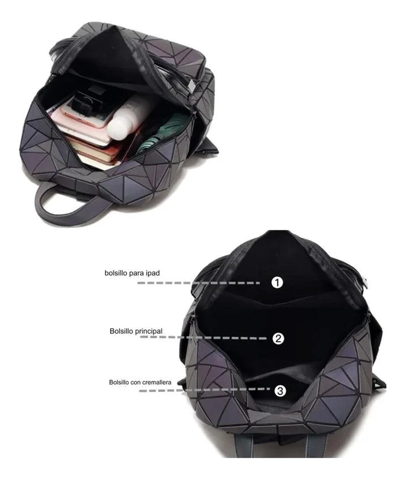 MOCHILA GEOMÉTRICA HOLOGRÁFICA REFLECTANTE 15L MUJER ESTILO - 6