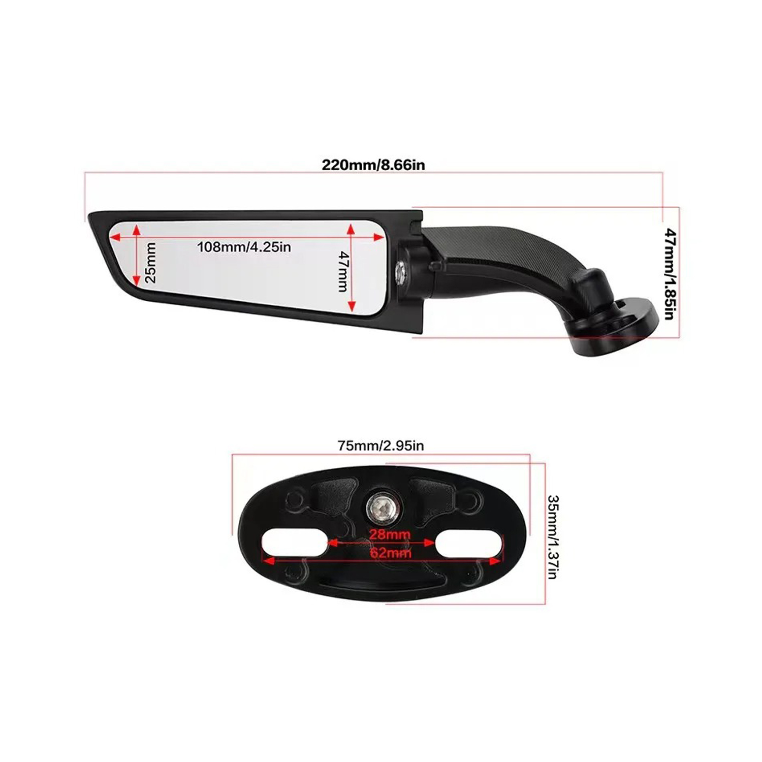 ESPEJOS TIPO ALERÓN TUNNING MOTOS HONDA YAMAHA KAWASAKI SUZUKI - 4