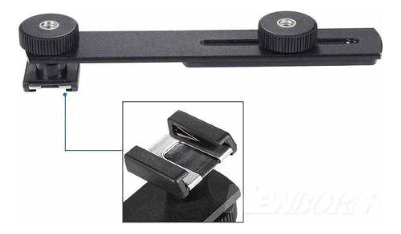 PLACA UNIVERSAL DOBLE ZAPATA CÁMARA DSLR ROSCA 1/4 MICRÓFONO - 4