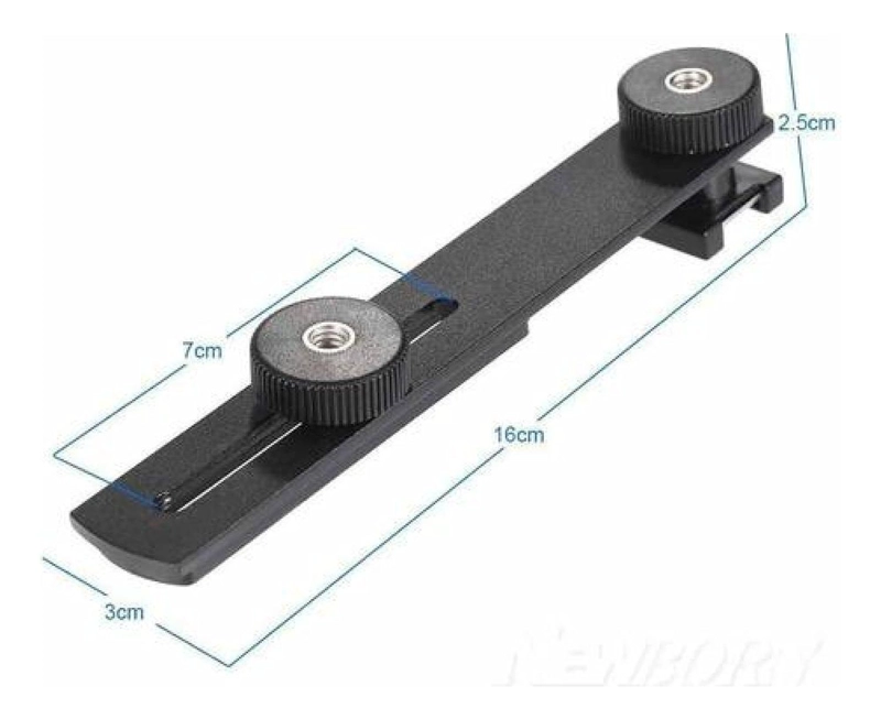 PLACA UNIVERSAL DOBLE ZAPATA CÁMARA DSLR ROSCA 1/4 MICRÓFONO - 6