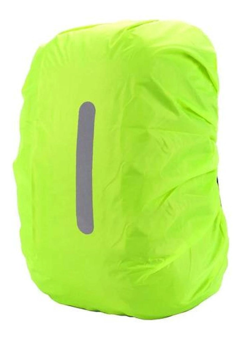 FUNDA CUBRE MOCHILA IMPERMEABLE REFLECTANTE 8-17 LITROS VERDE TAMAÑO XS LISA CON REFLECTANTE - 1