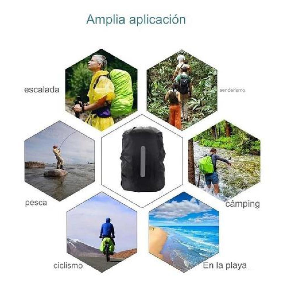 FUNDA CUBRE MOCHILA IMPERMEABLE REFLECTANTE 8-17 LITROS - 6