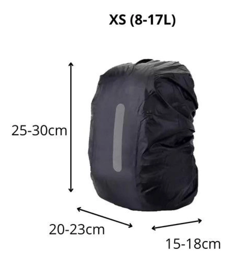 FUNDA CUBRE MOCHILA IMPERMEABLE REFLECTANTE 8-17 LITROS VERDE TAMAÑO XS LISA CON REFLECTANTE - 8