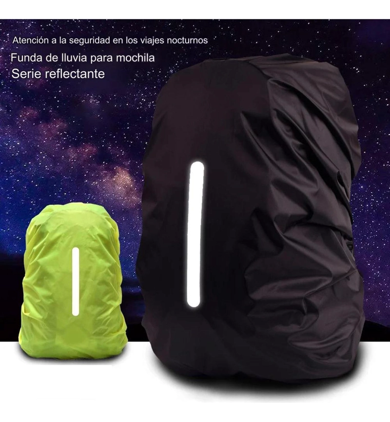 FUNDA CUBRE MOCHILA IMPERMEABLE REFLECTANTE 30-40 LITROS LISA CON REFLECTANTE - 5