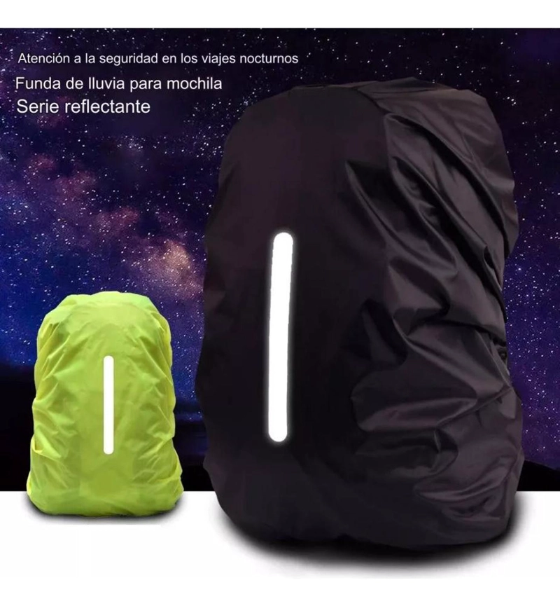 FUNDA CUBRE MOCHILA IMPERMEABLE REFLECTANTE 45-55 LITROS LISA CON REFLECTANTE - 3