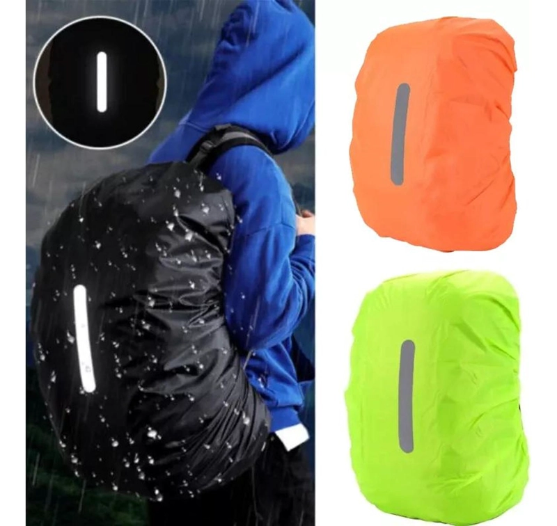 FUNDA CUBRE MOCHILA IMPERMEABLE REFLECTANTE 45-55 LITROS LISA CON REFLECTANTE - 4