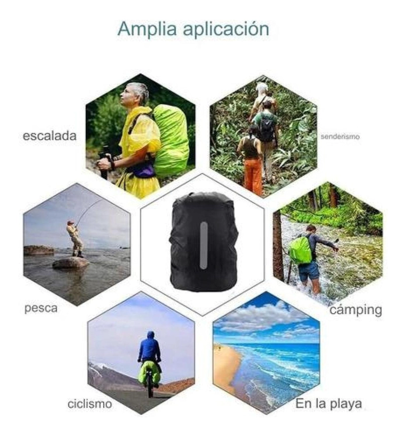 FUNDA CUBRE MOCHILA IMPERMEABLE REFLECTANTE 45-55 LITROS LISA CON REFLECTANTE - 7