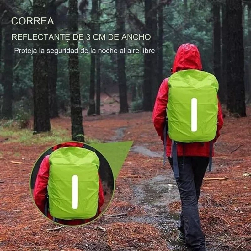 FUNDA CUBRE MOCHILA IMPERMEABLE REFLECTANTE 45-55 LITROS LISA CON REFLECTANTE - 7