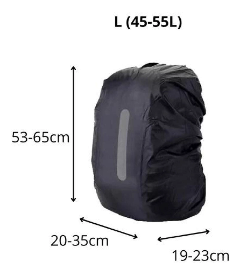 FUNDA CUBRE MOCHILA IMPERMEABLE REFLECTANTE 45-55 LITROS LISA CON REFLECTANTE - 8