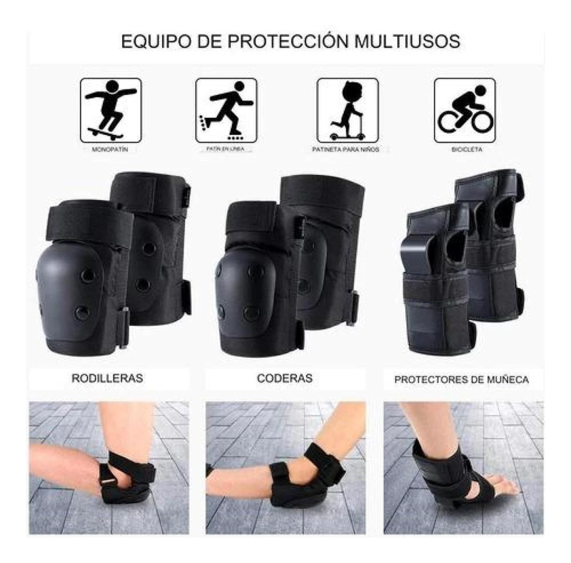 SET PROTECCION ADULTO RODILLERAS CODERAS MUÑEQUERAS ROLLER - 9