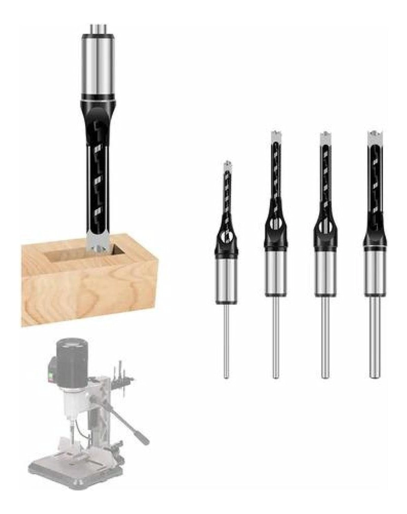 SET DE BROCAS PARA AGUJEROS CUADRADOS + ADAPTADOR DE TALADRO - 3