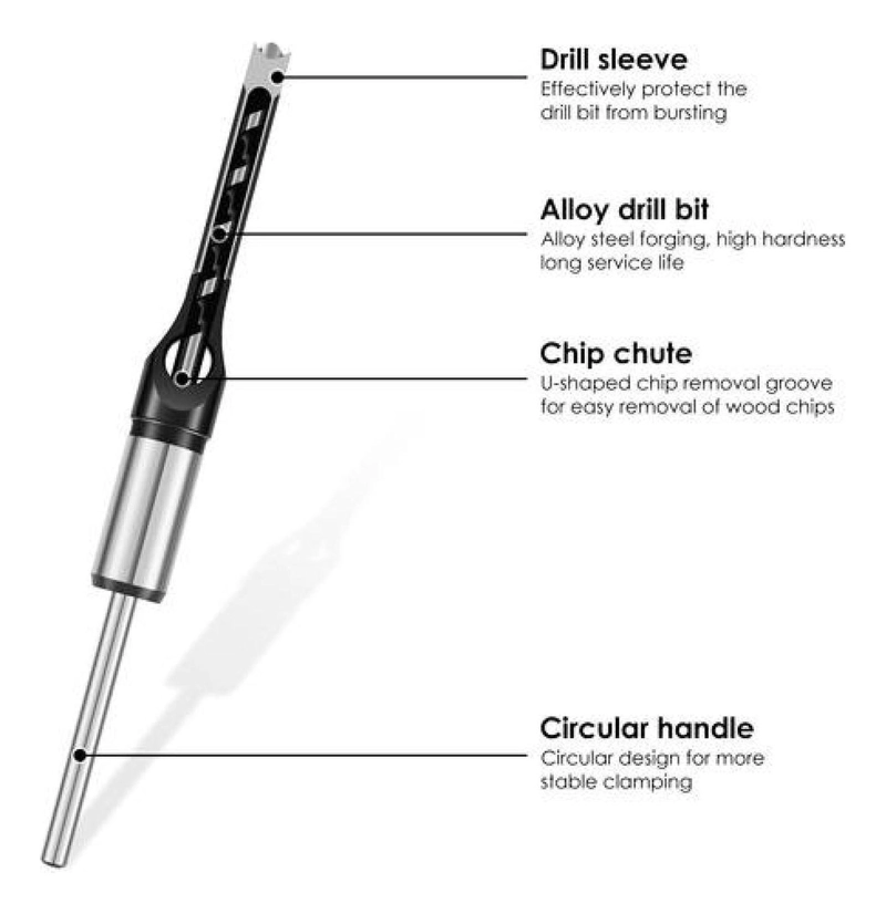 SET DE BROCAS PARA AGUJEROS CUADRADOS + ADAPTADOR DE TALADRO - 5