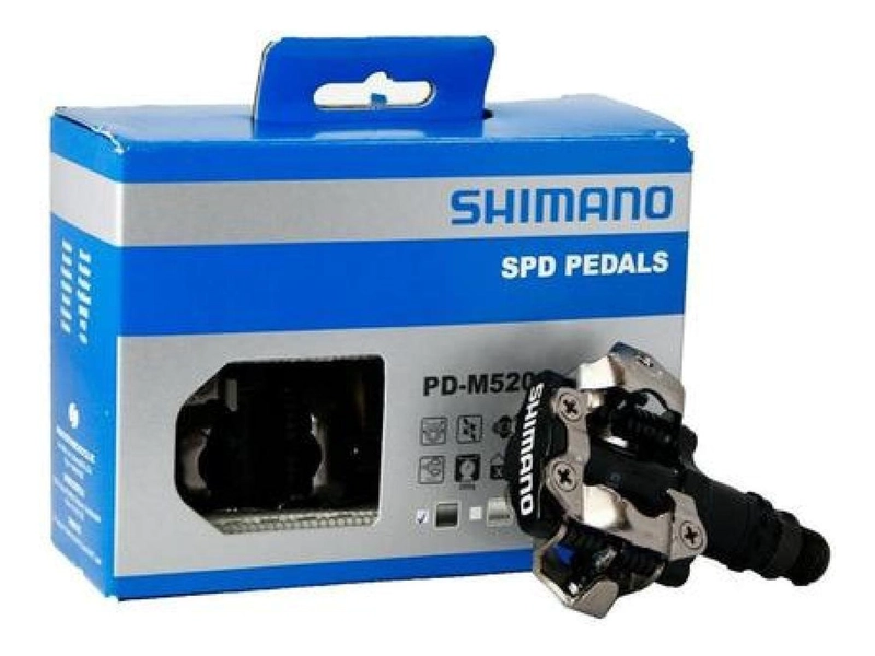 PEDALES + CALAS, SHIMANO M520 DEORE SPD, ORIGINALES, MTB - NEGRO NOCTURNO - 3