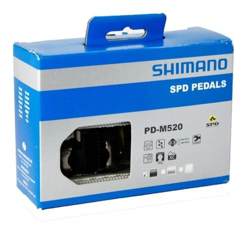 PEDALES + CALAS, SHIMANO M520 DEORE SPD, ORIGINALES, MTB - NEGRO NOCTURNO - 4