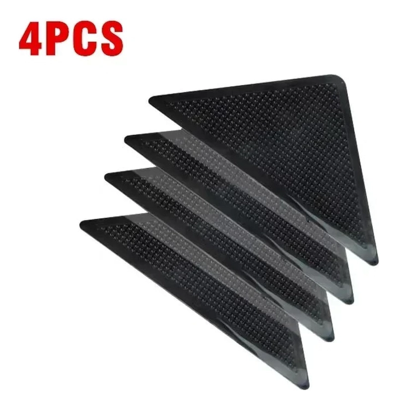 SUJETADORES ANTIDESLIZANTES ALFOMBRA REUTILIZABLES 4PCS NEGRO ANTIDESLIZANTE TRIANGULAR - 7
