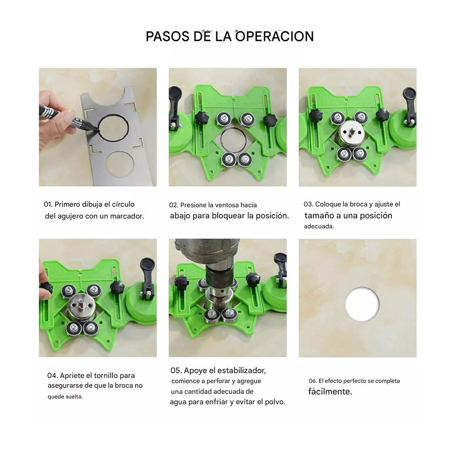 GUÍA AGUJERO PERFORACIÓN VIDRIO CERÁMICA AZULEJOS TALADRO - 5