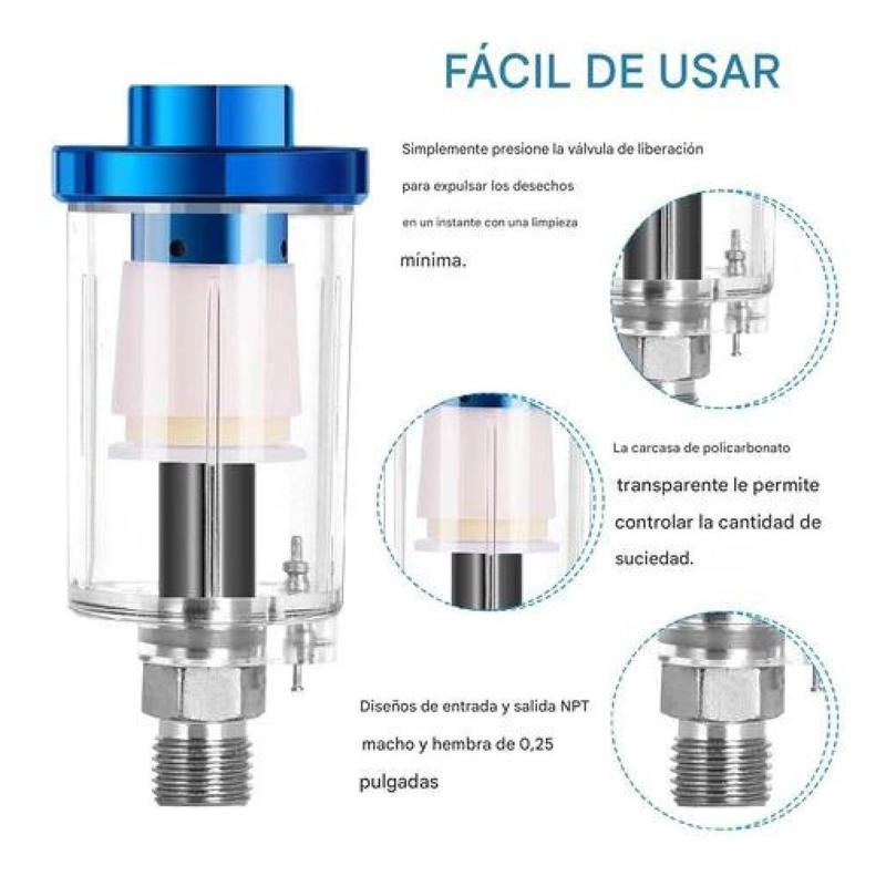FILTRO SEPARADOR DE AGUA Y ACEITE 1/4'' PARA PISTOLA PINTAR - 9