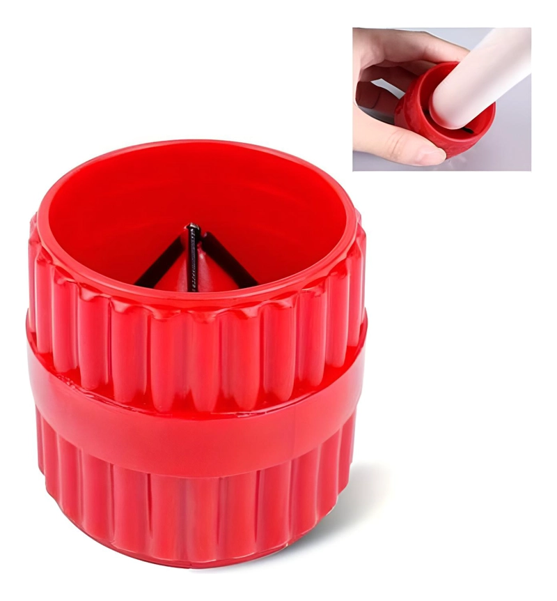 ESCARIADOR 2 EN 1 DESBARBA ROJO TUBOS PVC CAÑERIA COBRE ALUMINIO - 1