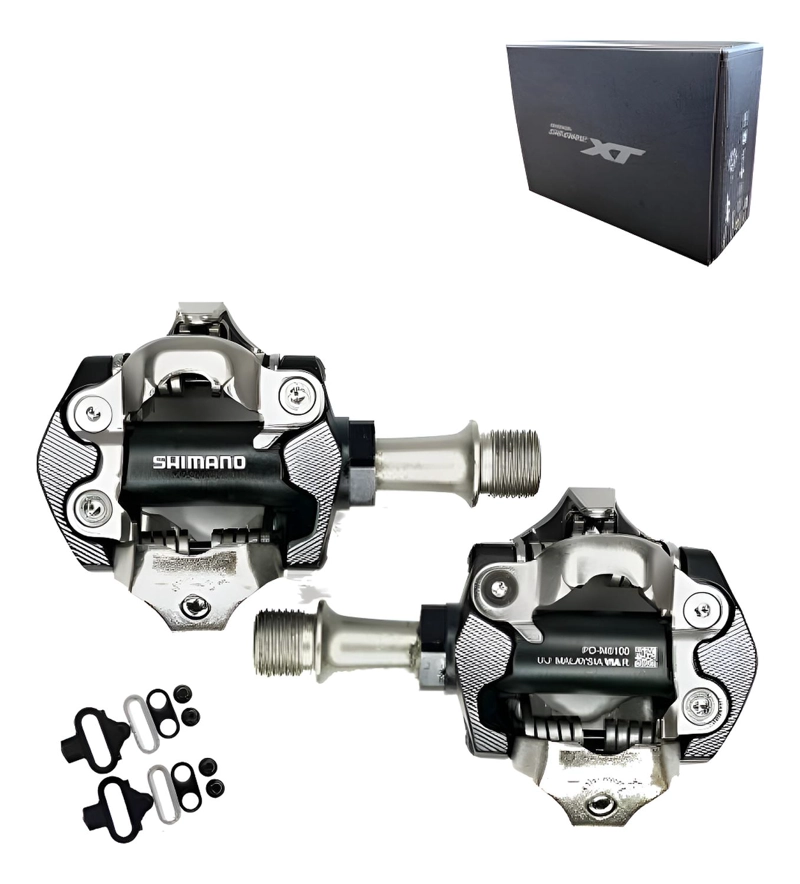 PEDALES SHIMANO DEORE XT PD-M8100 SPD XC MTB CON CALAS SH51 NEGRO - 1