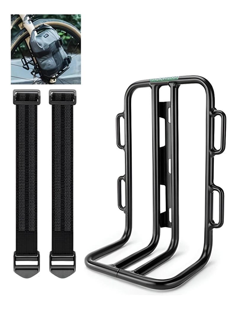 PORTAEQUIPAJE FRONTAL HORQUILLA ALUMINIO BICICLETA ROCKBROS NEGRO - 1