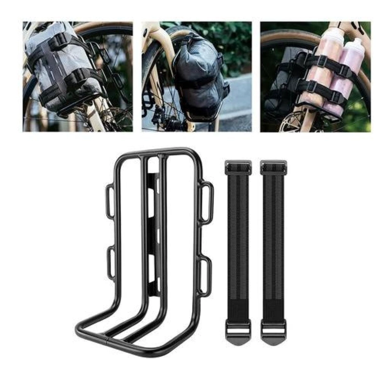 PORTAEQUIPAJE FRONTAL HORQUILLA ALUMINIO BICICLETA ROCKBROS NEGRO - 2