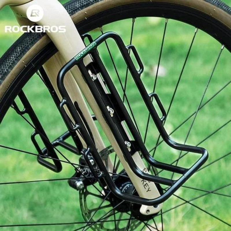 PORTAEQUIPAJE FRONTAL HORQUILLA ALUMINIO BICICLETA ROCKBROS NEGRO - 4