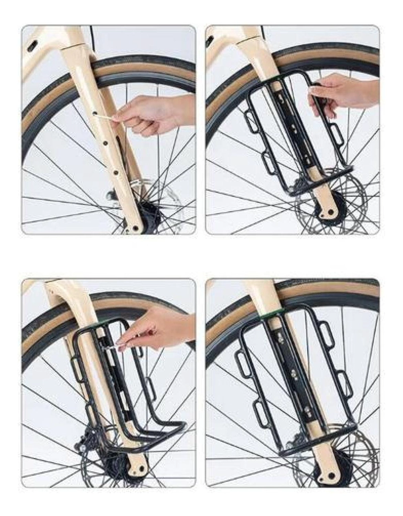 PORTAEQUIPAJE FRONTAL HORQUILLA ALUMINIO BICICLETA ROCKBROS NEGRO - 8