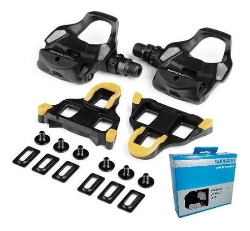 PEDALES DE RUTA SHIMANO PD-RS500 ORIGINAL + CALAS NEGRO - 1