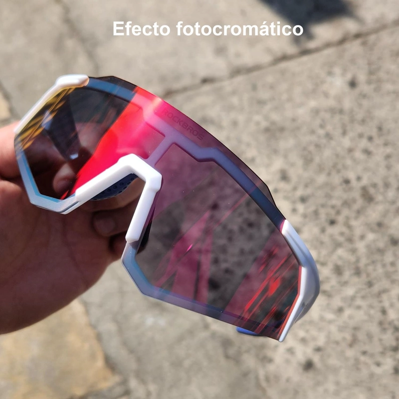 LENTES DE CICLISMO FOTOCROMATICOS POLARIZADOS UV400 ROCKBROS - CELESTE TORNASOL - BLANCO/AZUL - 6