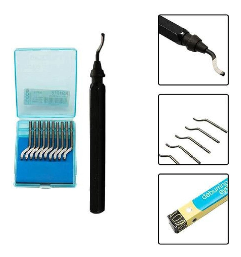 SET DESBARBADO 10 CUCHILLAS DE REPUESTO ALUMINIO ACERO PVC - NEGRO - 2