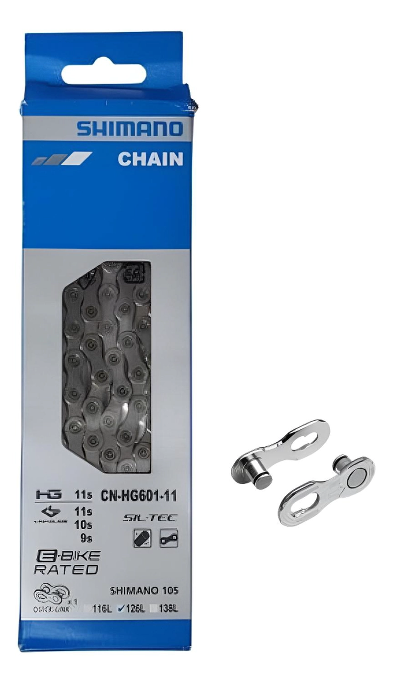 CADENA SHIMANO 11V 105 GRX 126L HG601-11 + QUICK LINK PLATEADO - 1