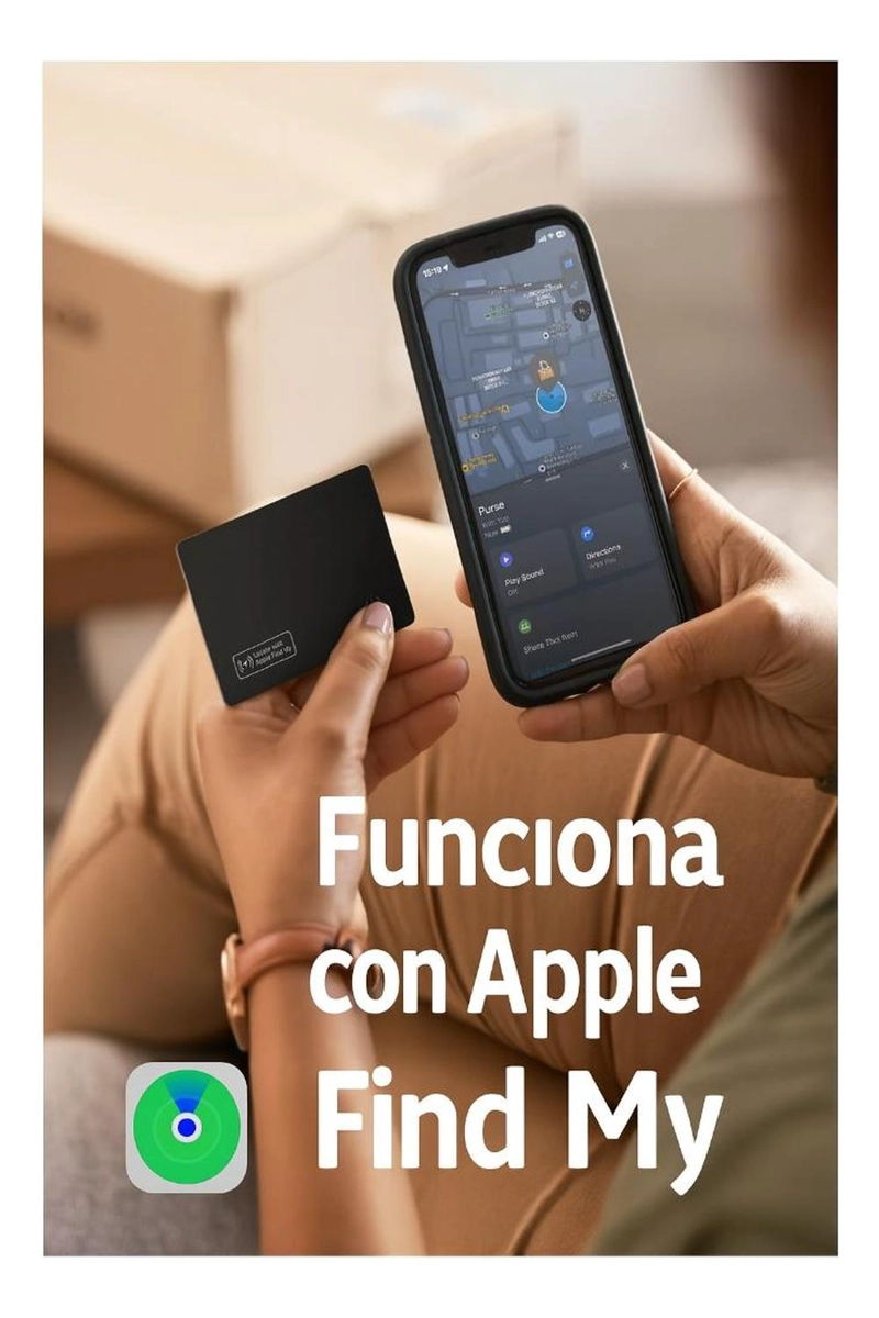 TARJETA RASTREADORA INTELIGENTE RECARGABLE BILLETERA IPHONE NEGRO - 4