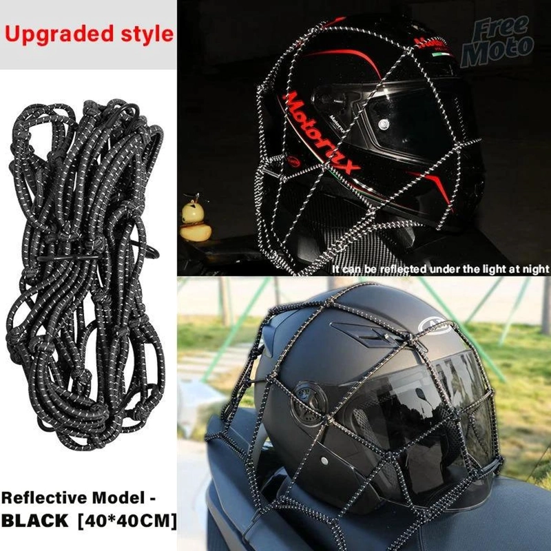 RED EQUIPAJE MOTO CASCO REFLECTANTE 6 GANCHOS ELASTICO - 5