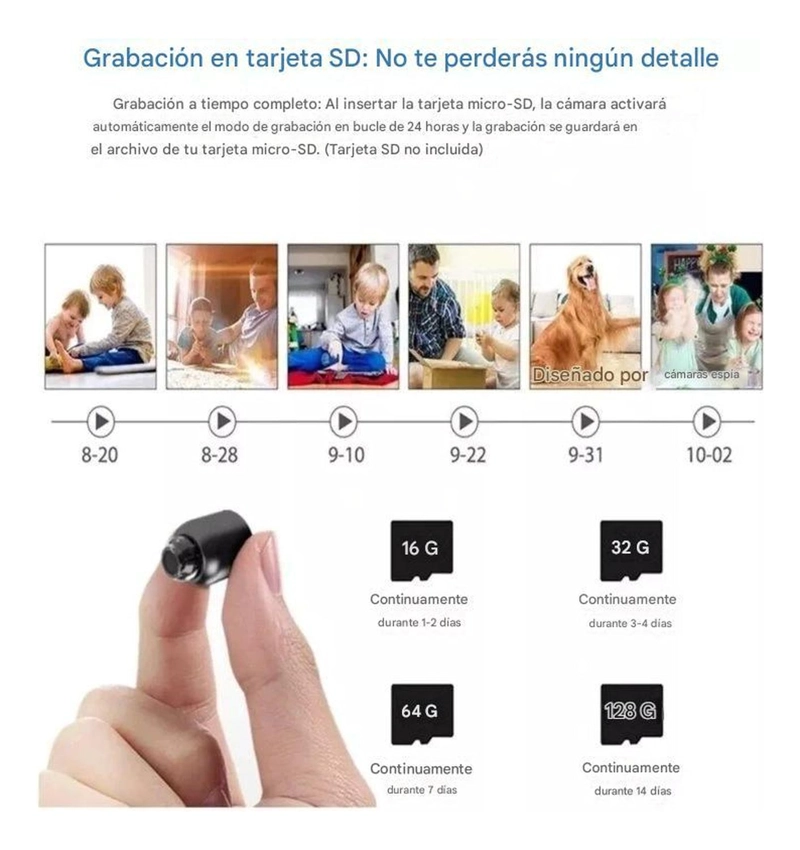 CAMARA ESPIA MINI WIFI HD 1080P VISION NOCTURNA VIGILANCIA NEGRO - 3