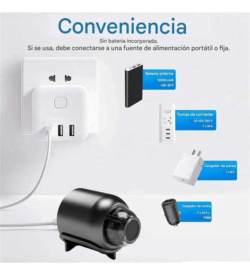 CAMARA ESPIA MINI WIFI HD 1080P VISION NOCTURNA VIGILANCIA NEGRO - 4