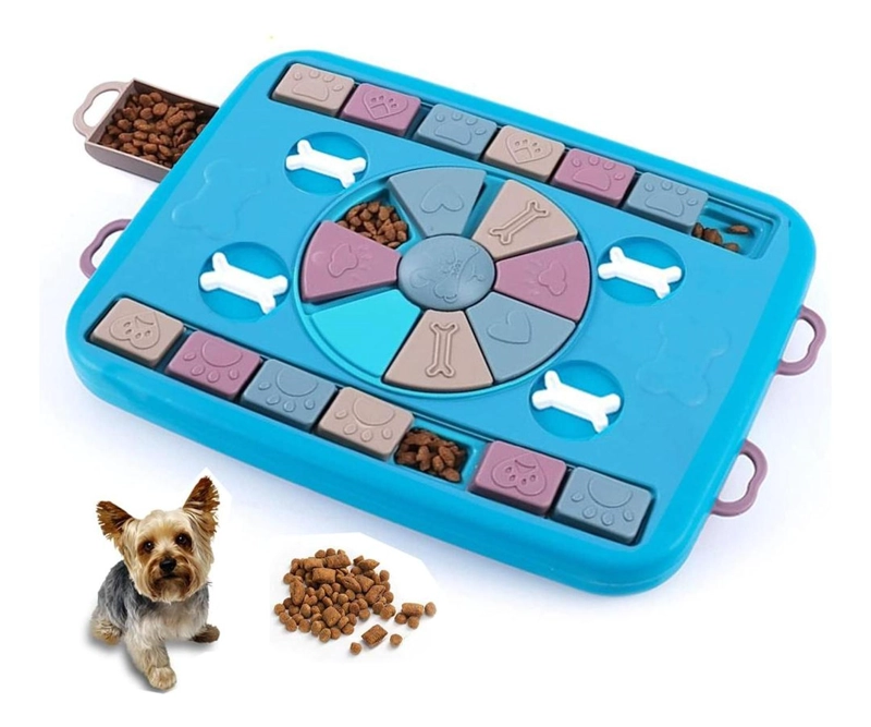 DISPENSADOR COMIDA PERRO PUZZLE INTERACTIVO ANTIDESLIZANTE - AZUL - 1