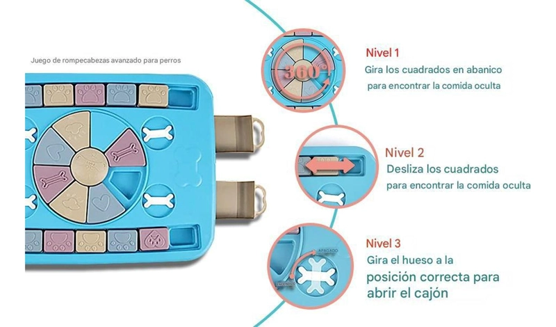 DISPENSADOR COMIDA PERRO PUZZLE INTERACTIVO ANTIDESLIZANTE - AZUL - 2