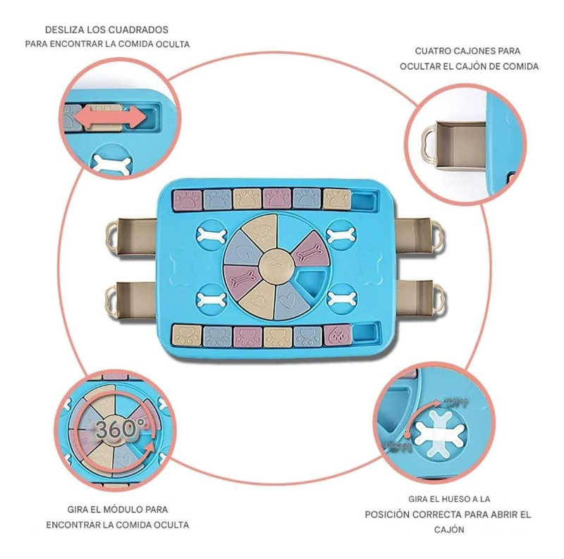 DISPENSADOR COMIDA PERRO PUZZLE INTERACTIVO ANTIDESLIZANTE - AZUL - 3
