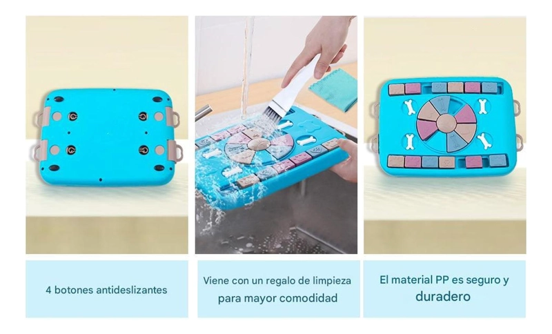 DISPENSADOR COMIDA PERRO PUZZLE INTERACTIVO ANTIDESLIZANTE - AZUL - 4