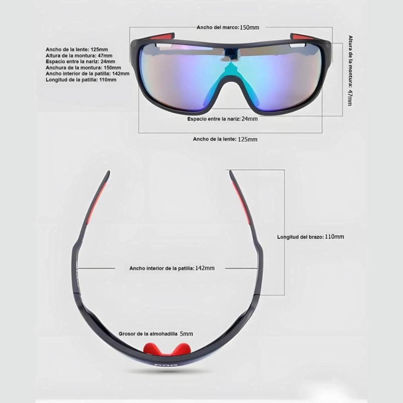 GAFAS INFANTILES UNISEX CICLISMO INFANTILES 5 LENTES UV400 - PURPURA, AMARILLO, TRANSPARENTE, ESPEJA - 6