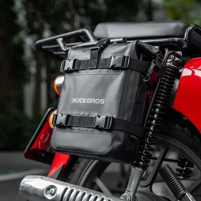 ALFORJA ROCKBROS IMPERMEABLE 5 LT MOTO BOLSO BANDOLERA VIAJE NEGRO - 8
