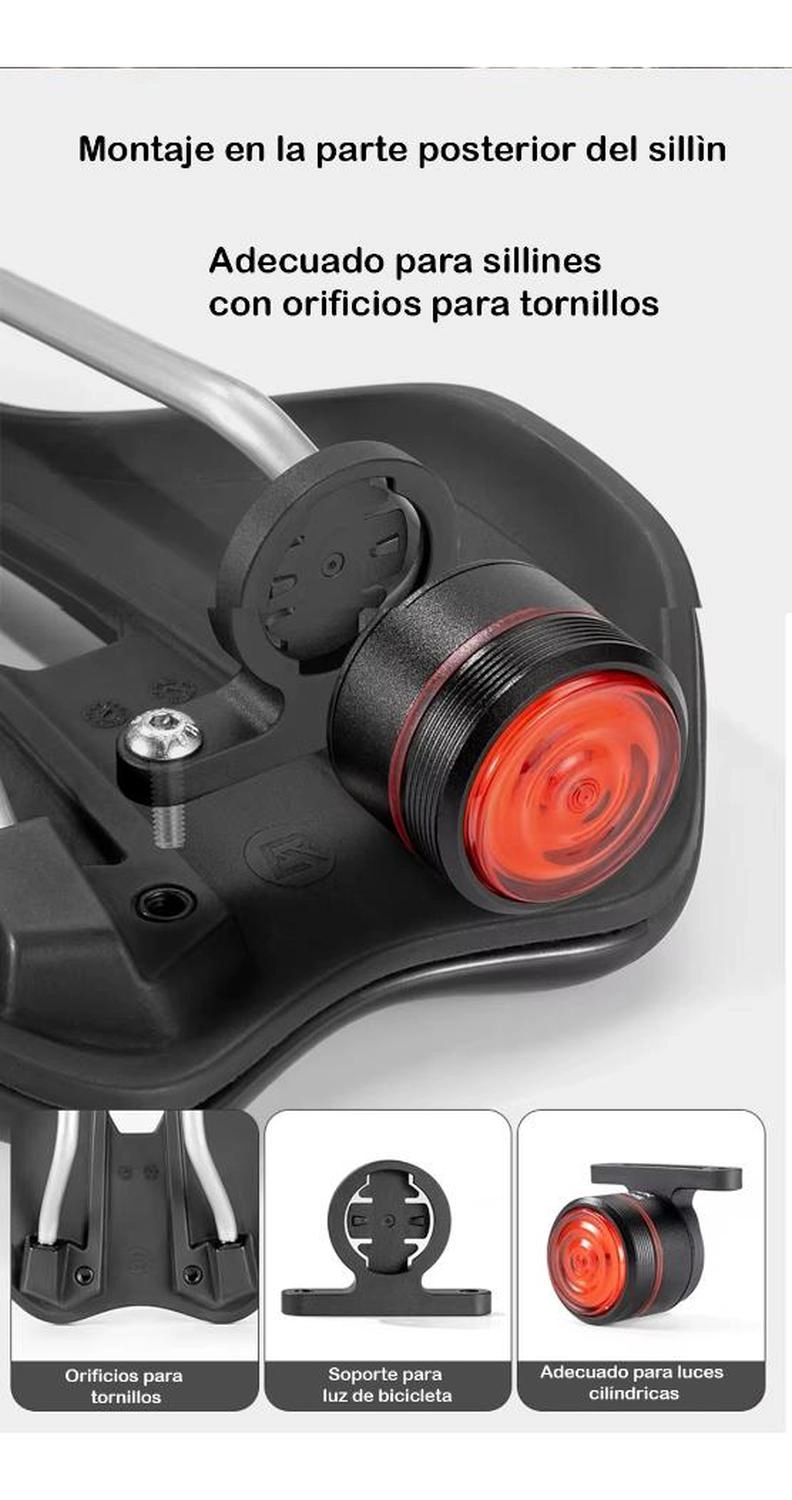 SOPORTE LUZ TRASERA TIPO GARMIN CLIP SILLIN UNIVERSAL NEGRO - 2